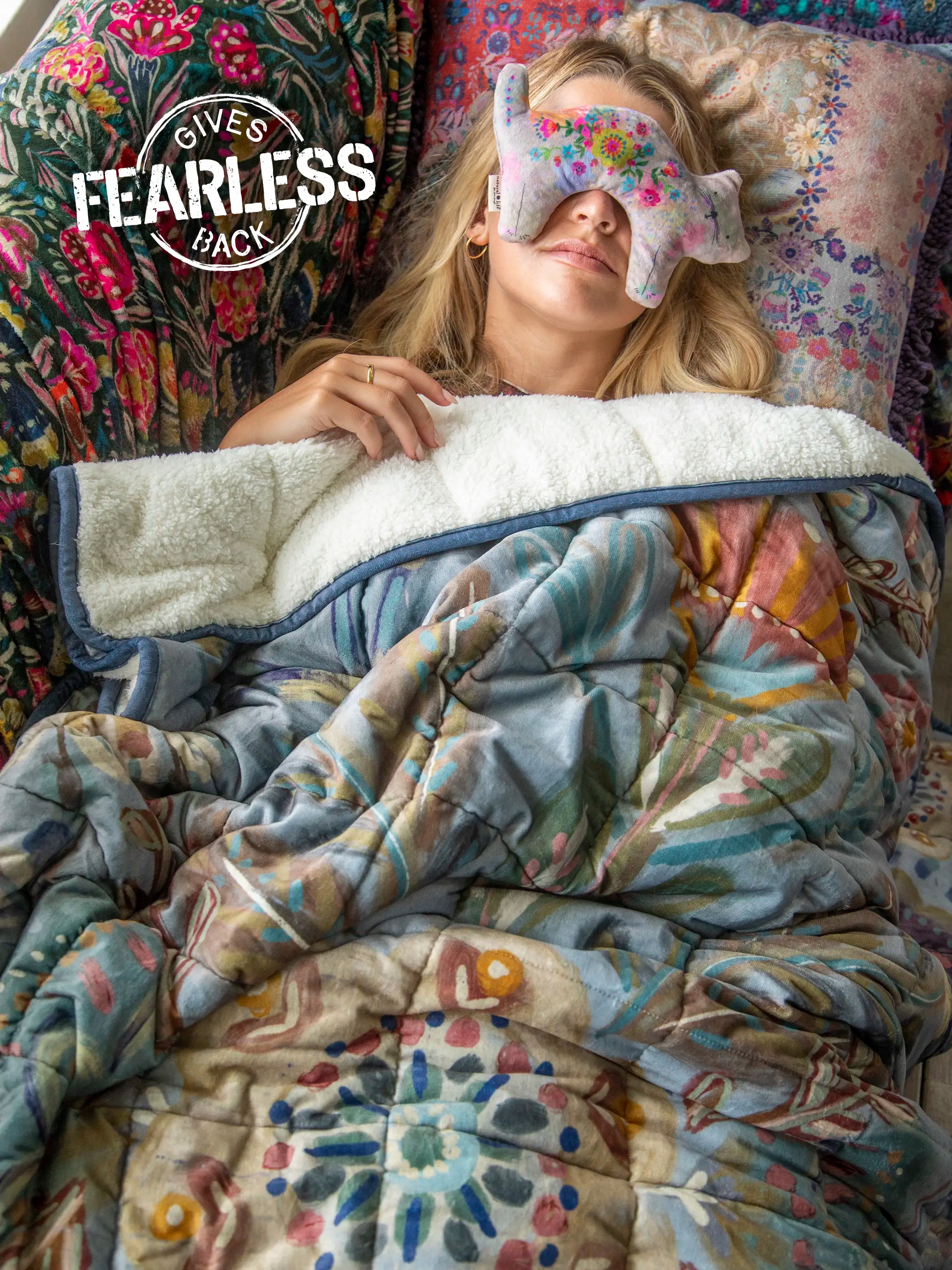 Cozy Weighted Blanket - Mandala Folk Garden