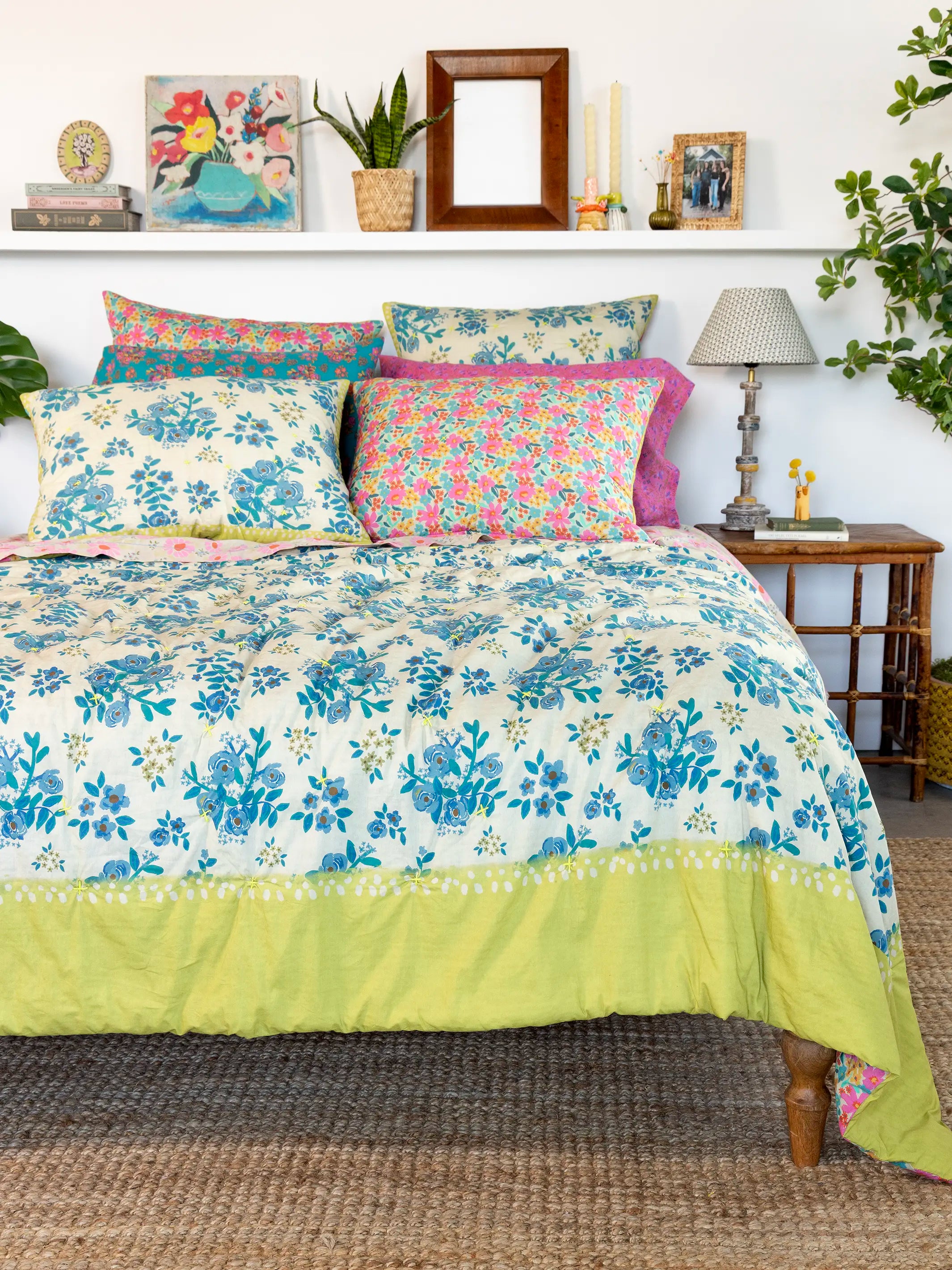Bungalow Reversible Cotton Shams, Set of 2 - Wildflower Pop - Image 4