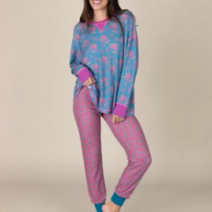 Alternative view of Mix & Match Waffle Pajama Top - Turquoise Floral Bouquets