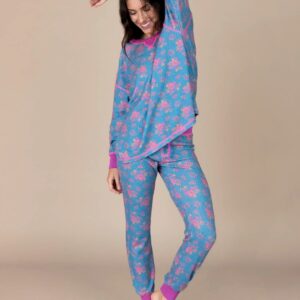 Alternative view of Mix & Match Waffle Long Johns - Turquoise Floral Bouquets