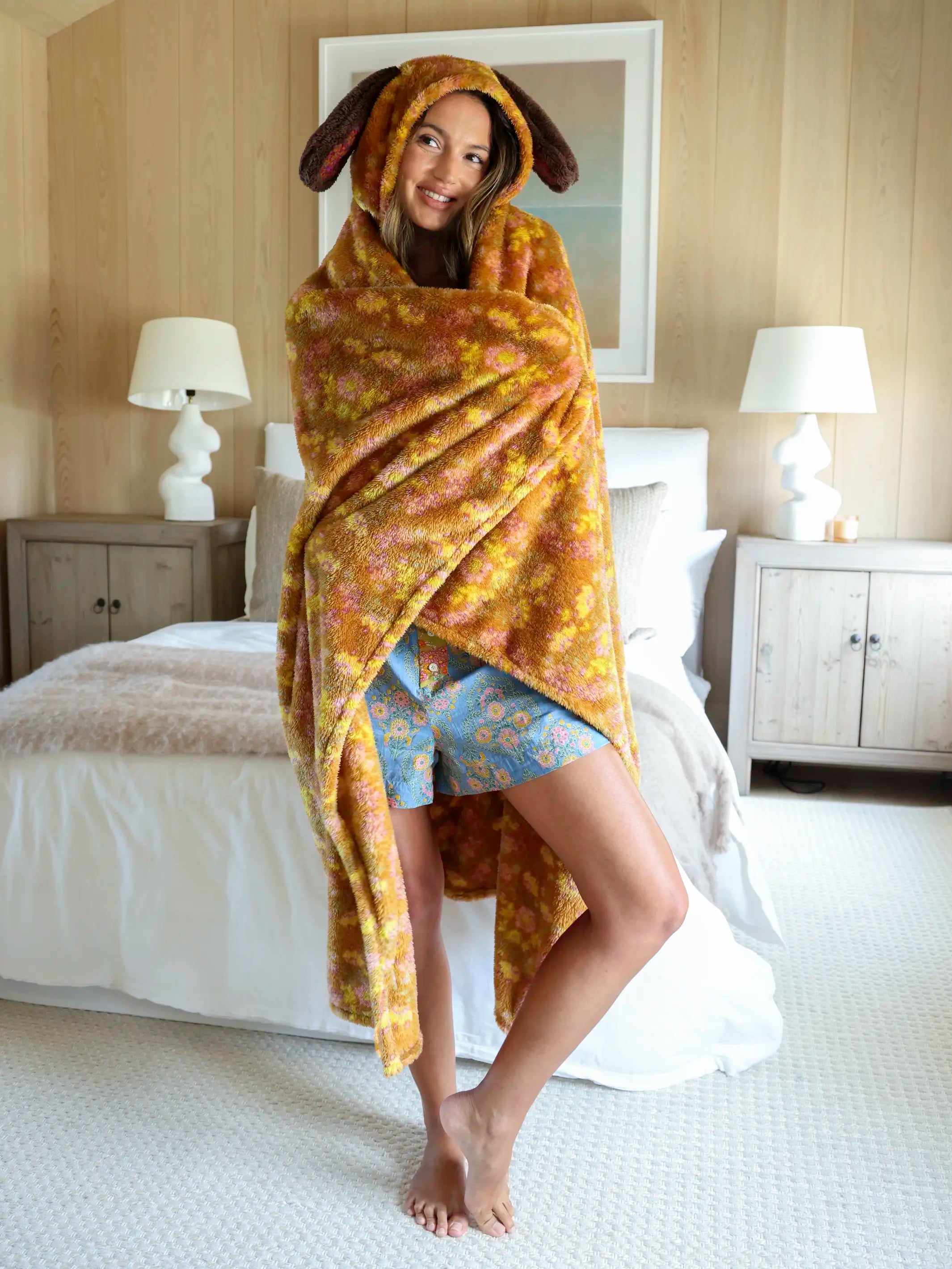 Hooded Sherpa Blanket - Brown Dog - Image 2