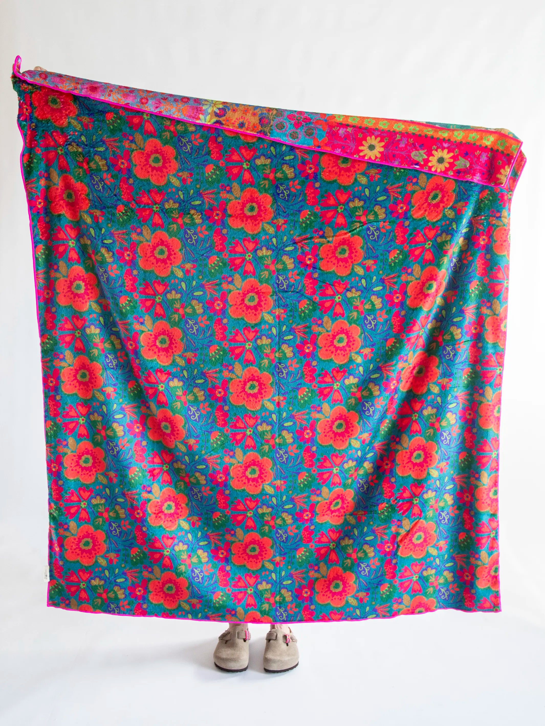 Double-Sided Cozy Throw Blanket - Bright Patchwork - Image 2