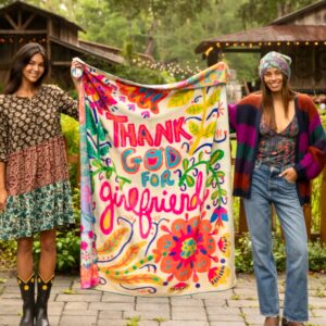 Double-Sided Cozy Throw Blanket - Thank God For Girlfriends