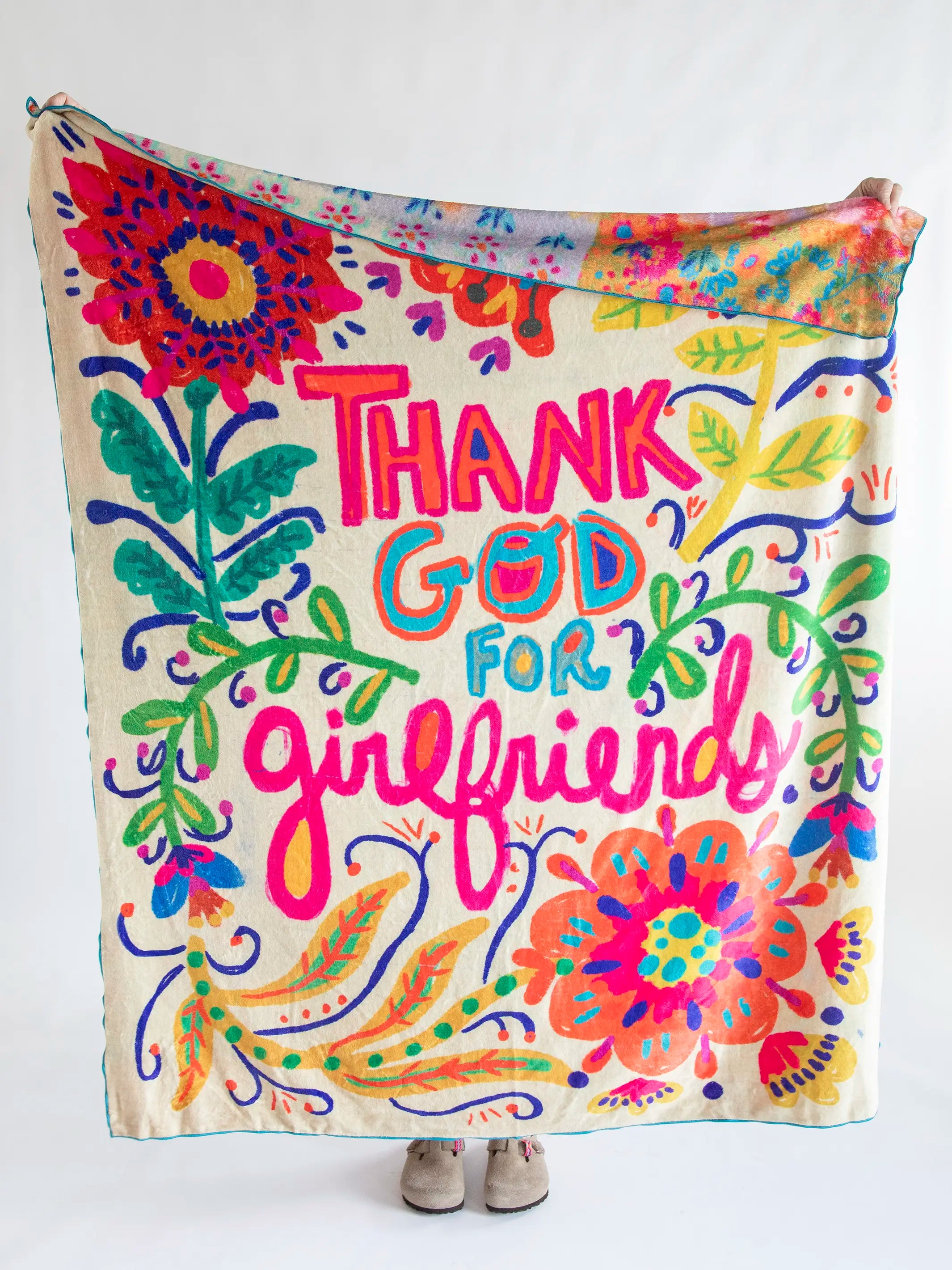 Double-Sided Cozy Throw Blanket - Thank God For Girlfriends - Image 3