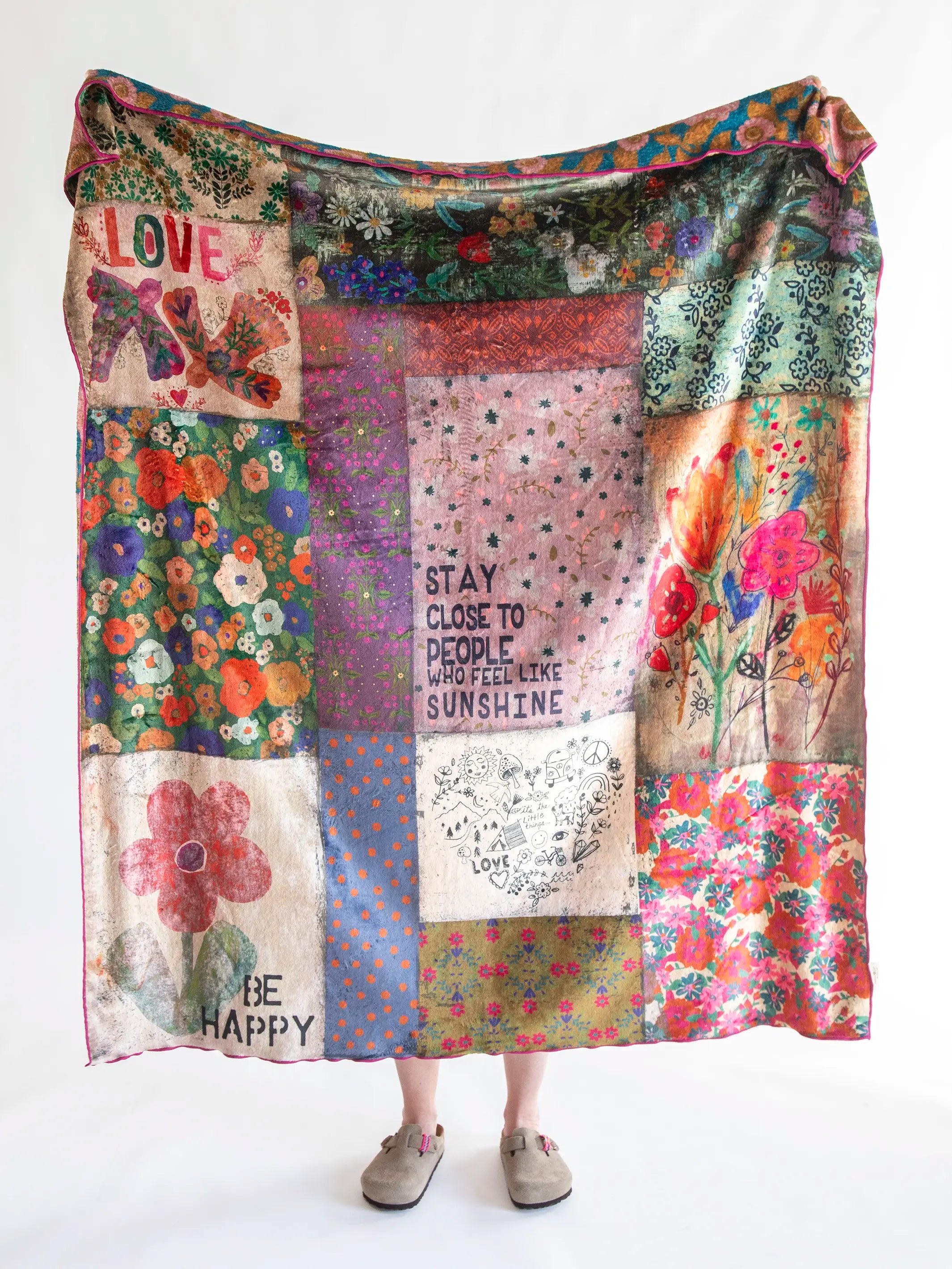 Double-Sided Cozy Throw Blanket - Patchwork Be Happy - Image 3