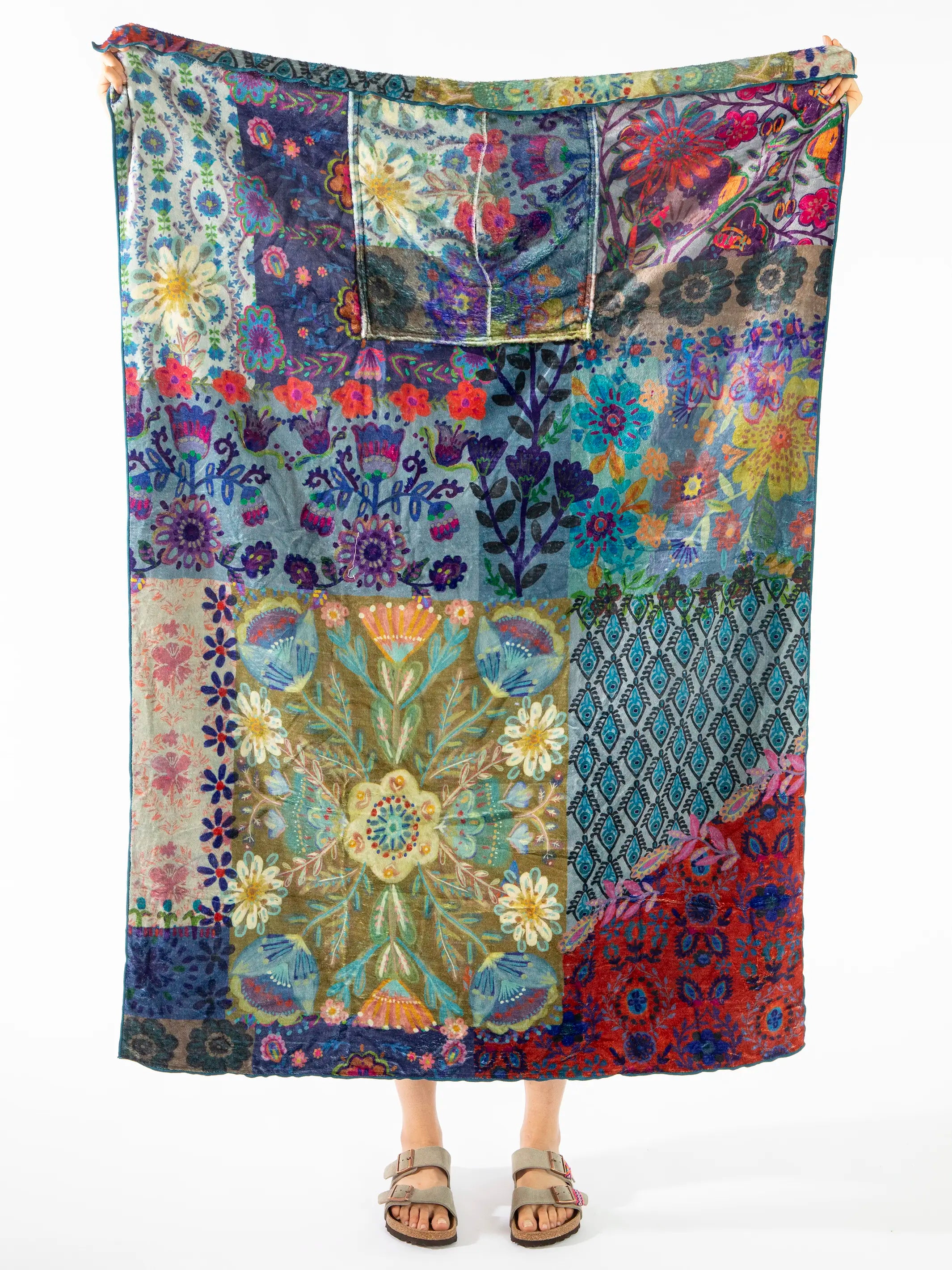 Cozy Car & Travel Blanket - Blue Patchwork - Image 4