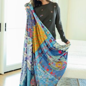 Alternative view of Double-Sided Cozy Throw Blanket - Teal Cat