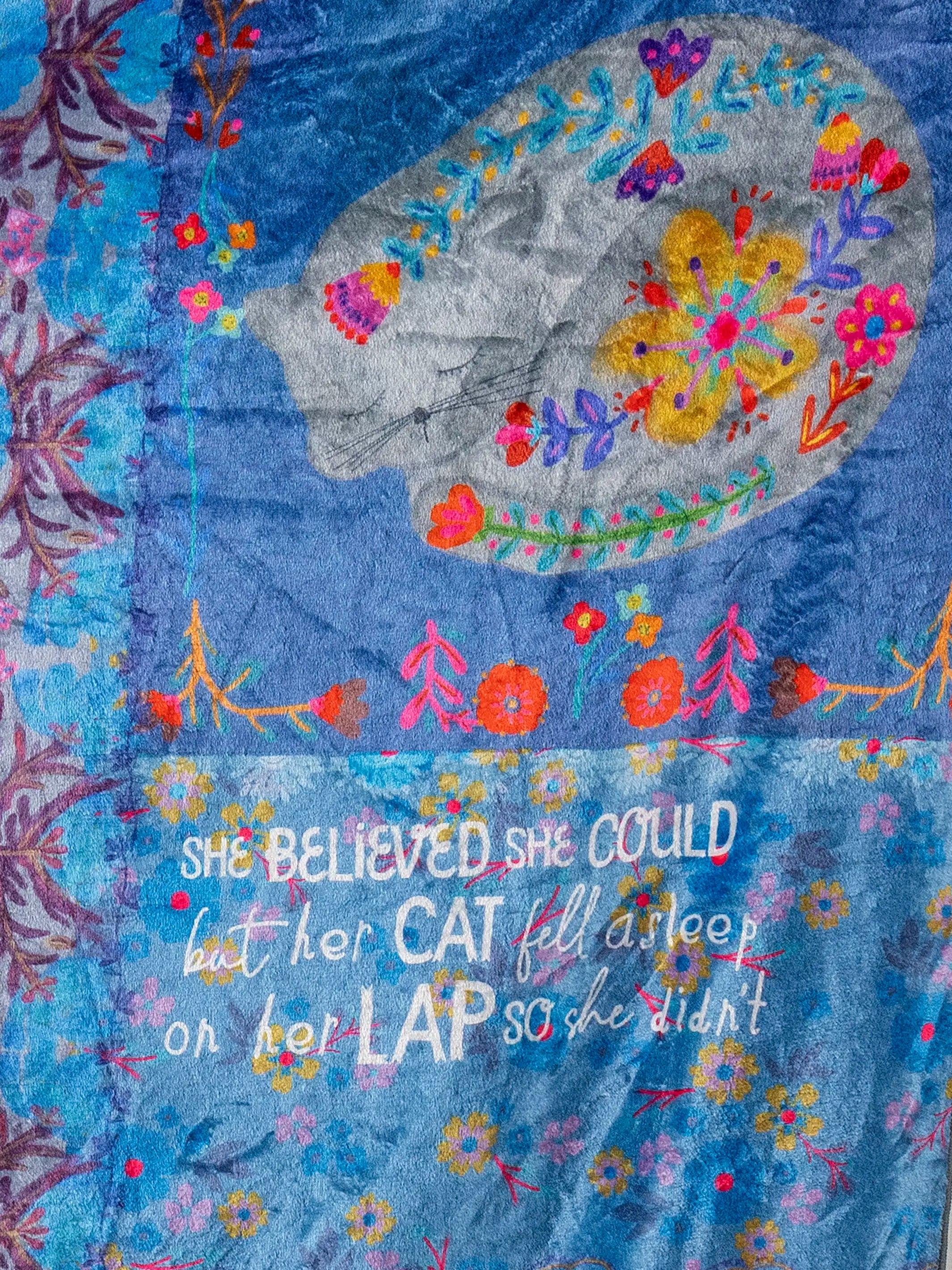 Double-Sided Cozy Throw Blanket - Teal Cat - Image 3