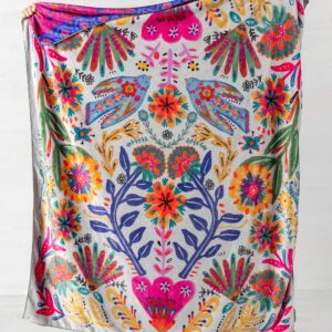 Double-Sided Cozy Throw Blanket - Taupe Birds