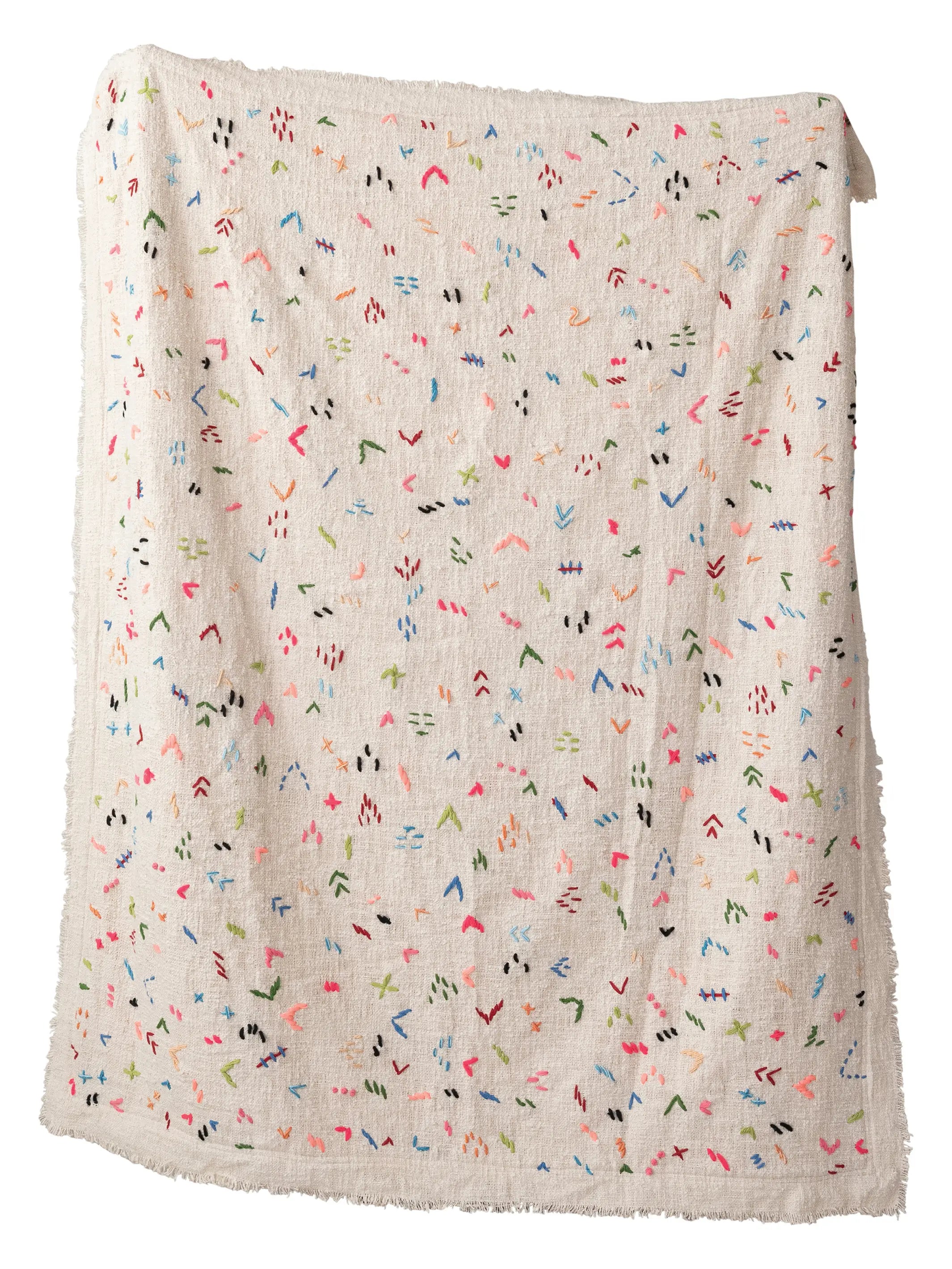 Hand-Embroidered Cotton Sherpa Blanket - Image 2