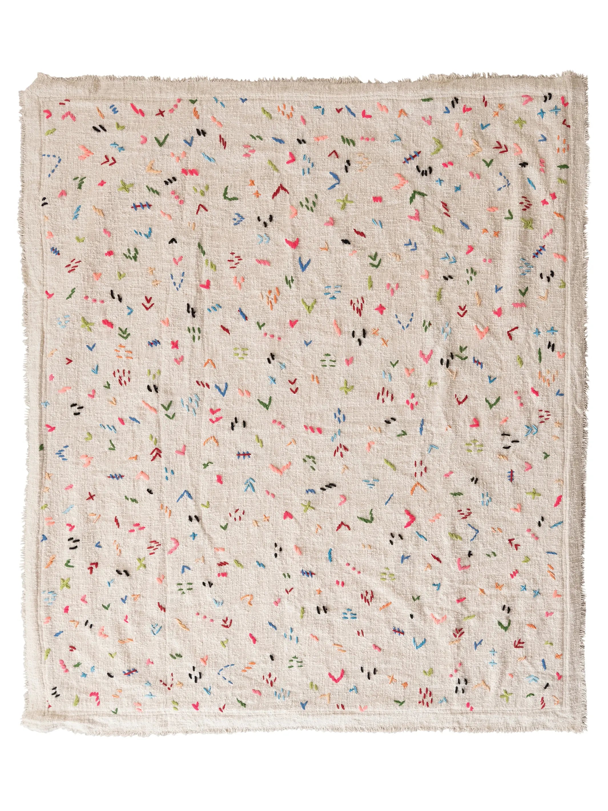 Hand-Embroidered Cotton Sherpa Blanket - Image 5