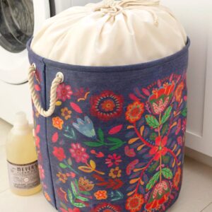 Boho Printed Laundry Hamper - Blue Folk Flower