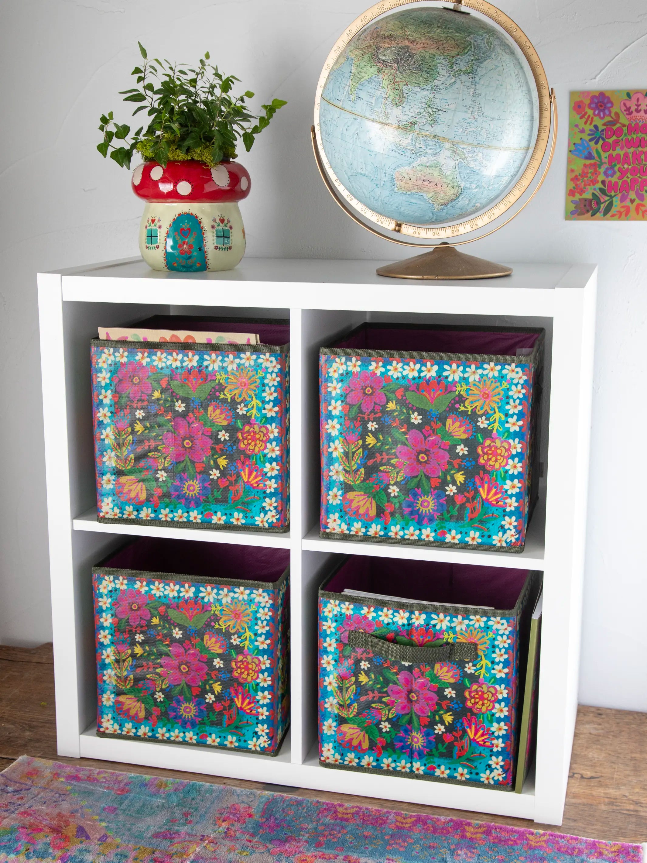 Collapsible Storage Cubes, Set of 2 - Charcoal Borders - Image 2