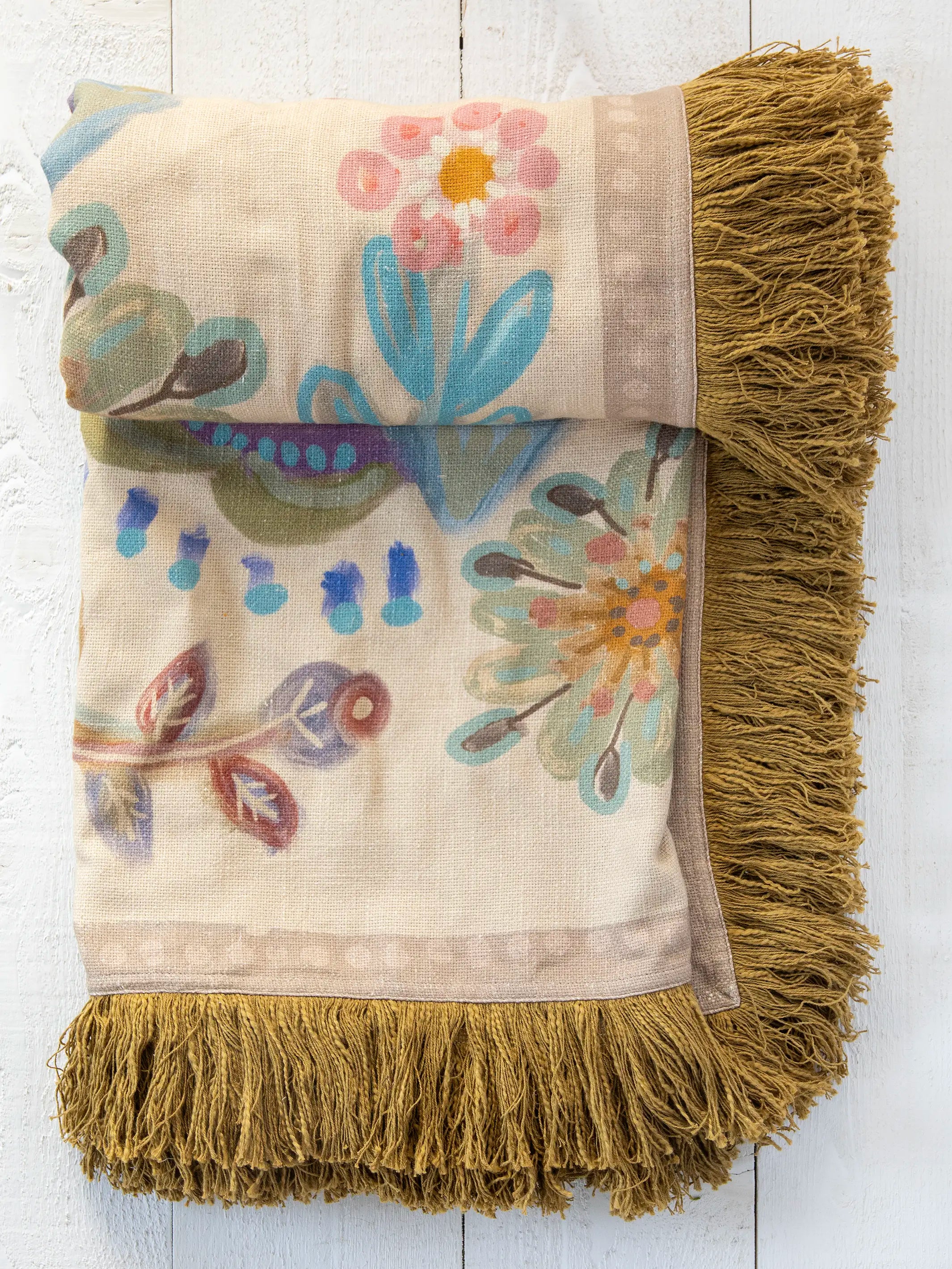 Boho Fringe Bedspread - Cream Mandala - Image 3