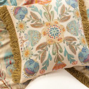 Boho Fringe Euro Sham - Cream Mandala