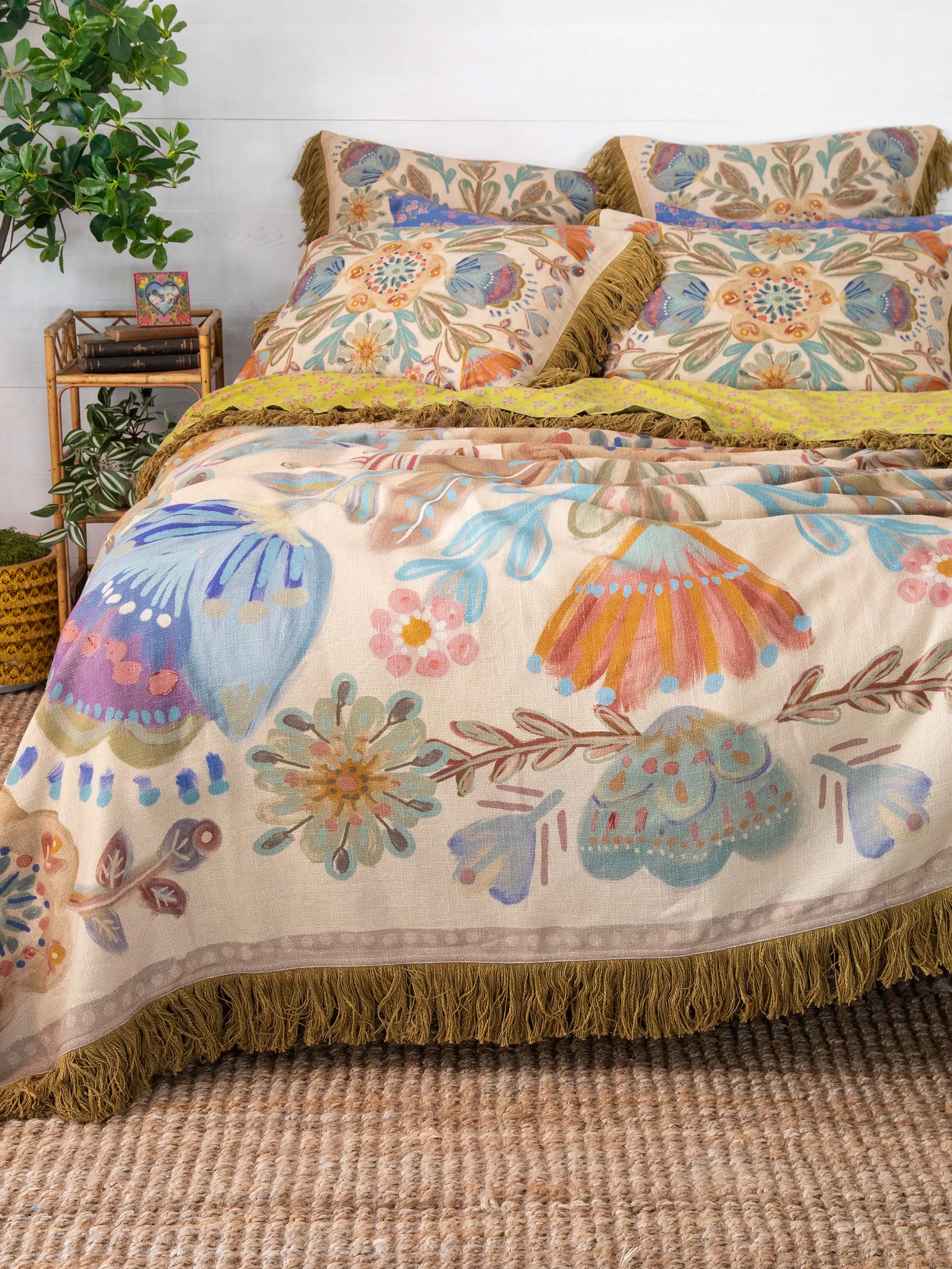 Boho Fringe Shams, Set of 2 - Cream Mandala - Image 3