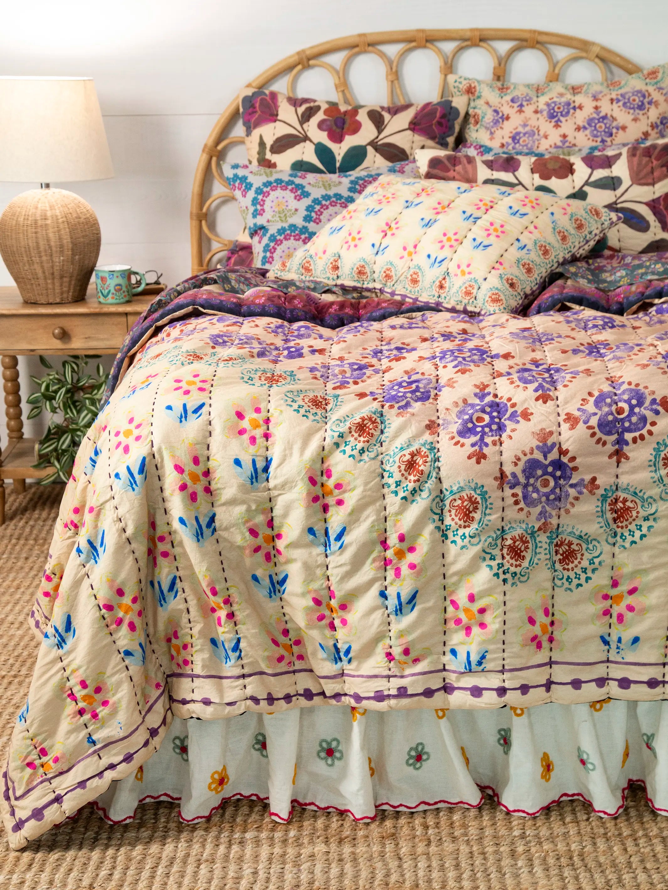Bungalow Reversible Cotton Quilt - Jewel Garden - Image 2