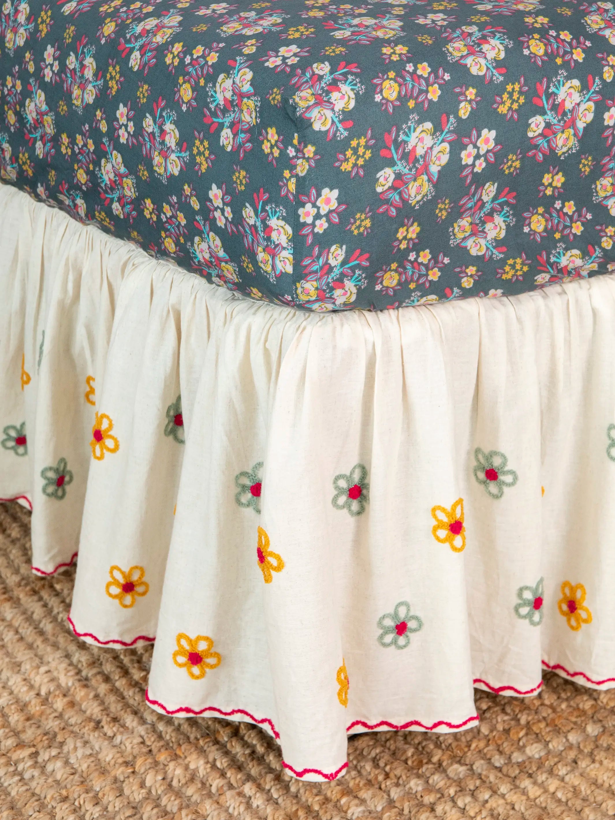 Goes With Everything Tufted Bed Skirt - Cream Spring Floral
