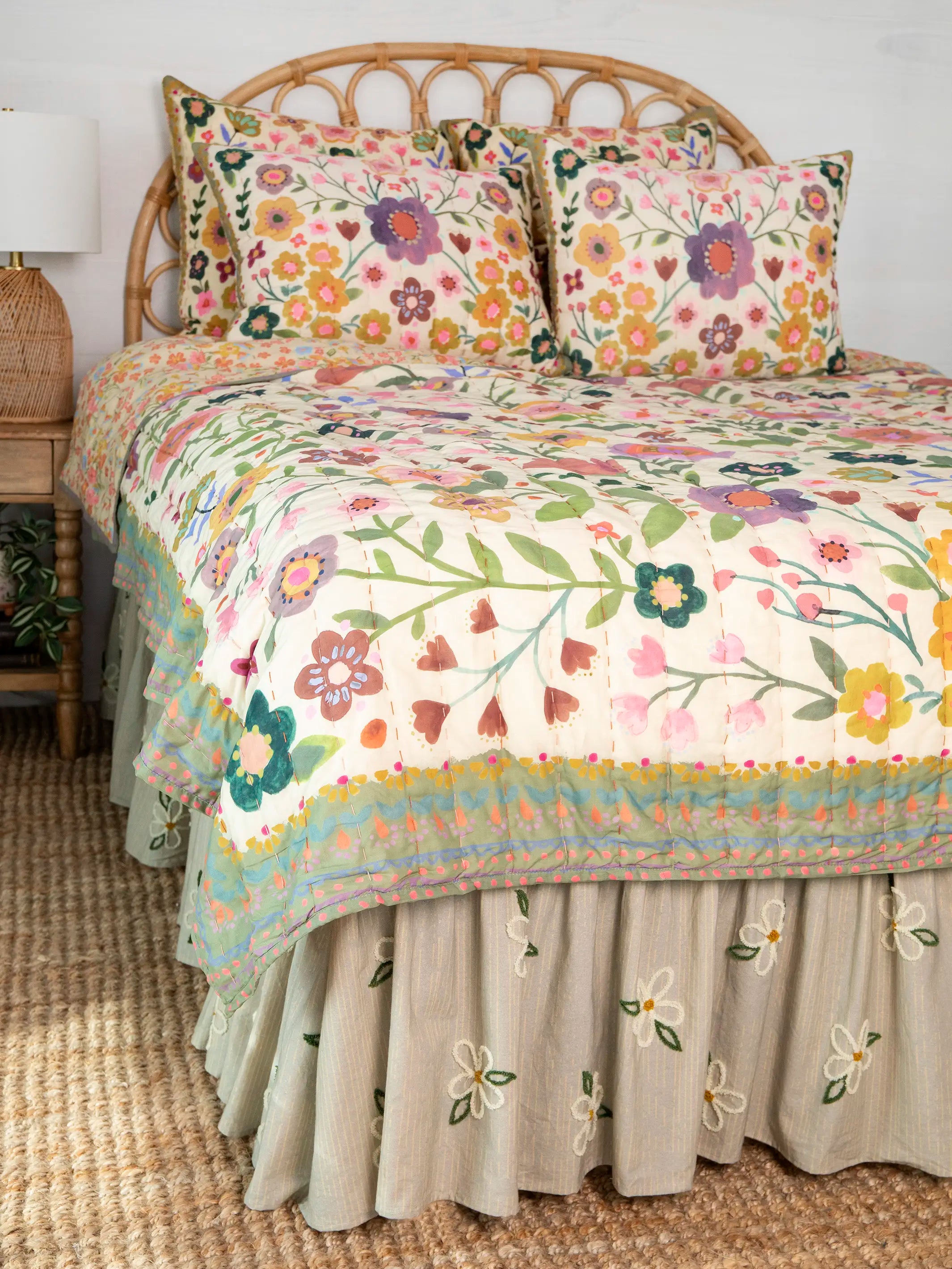 Goes With Everything Tufted Bed Skirt - Daisy Stripe - Image 2