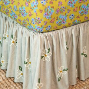 Goes With Everything Tufted Bed Skirt - Daisy Stripe