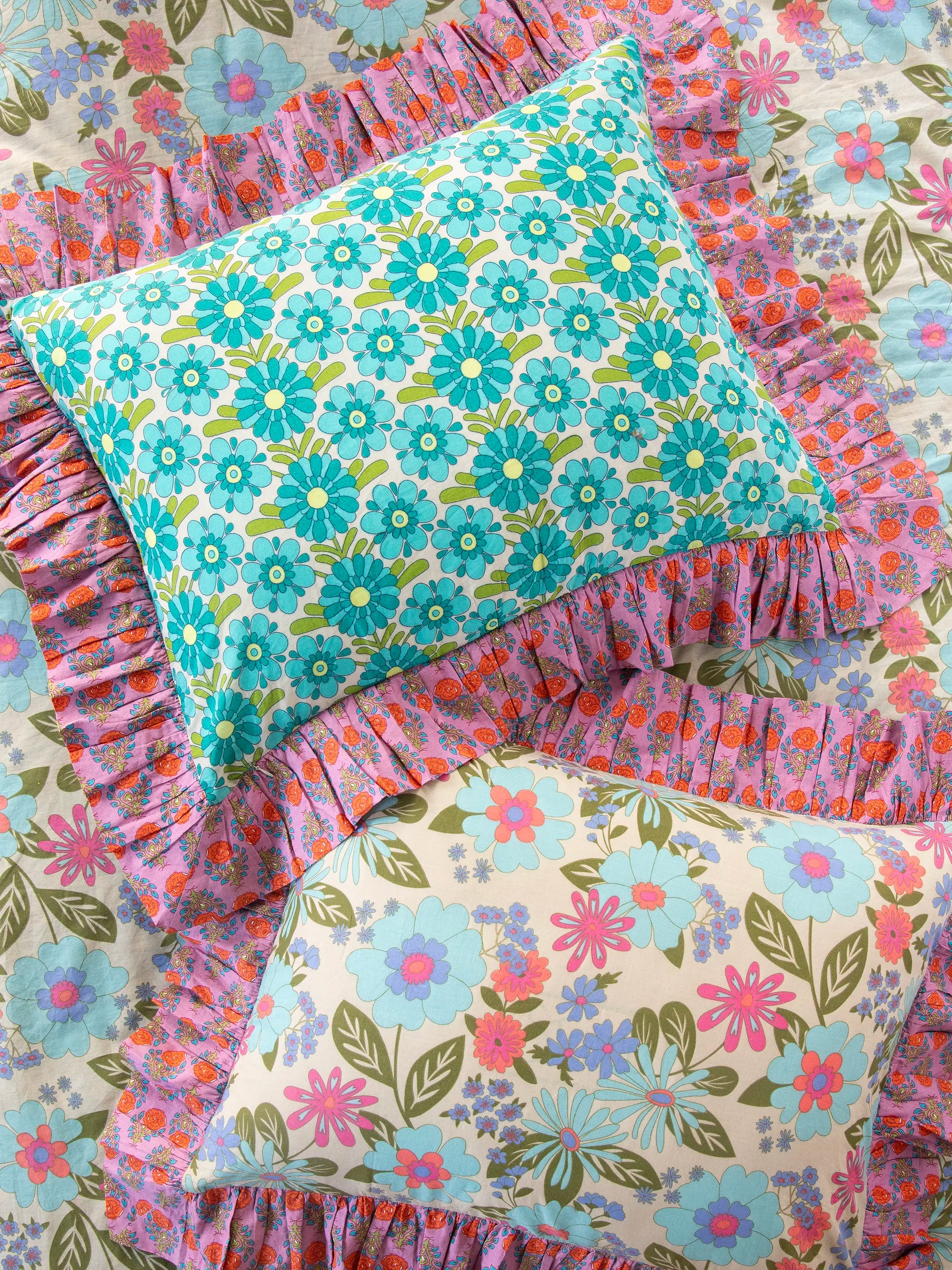 So Soft Cotton Reversible Shams, Set of 2 - Retro Blooms