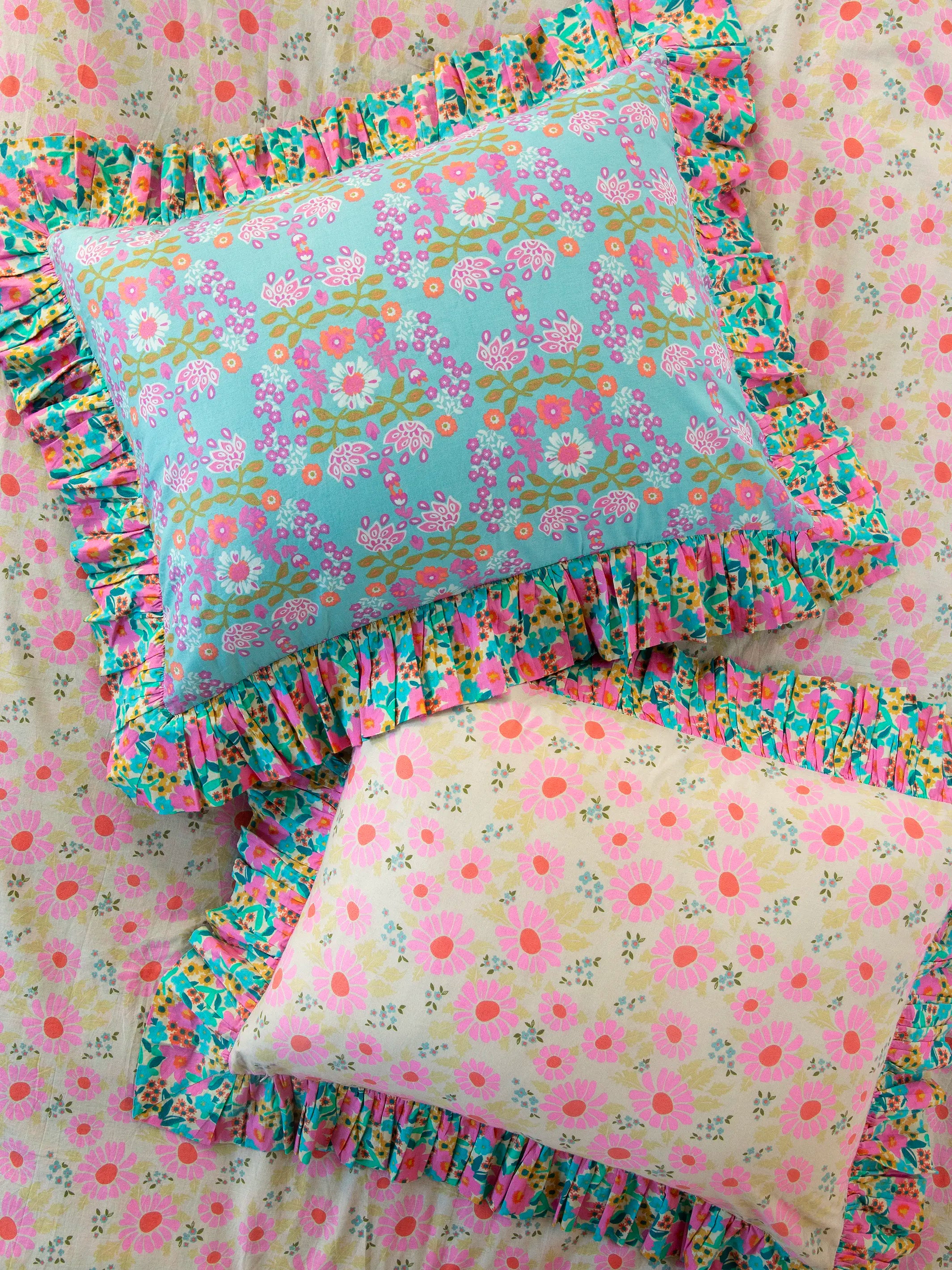 So Soft Cotton Reversible Shams, Set of 2 - Meadow Magic