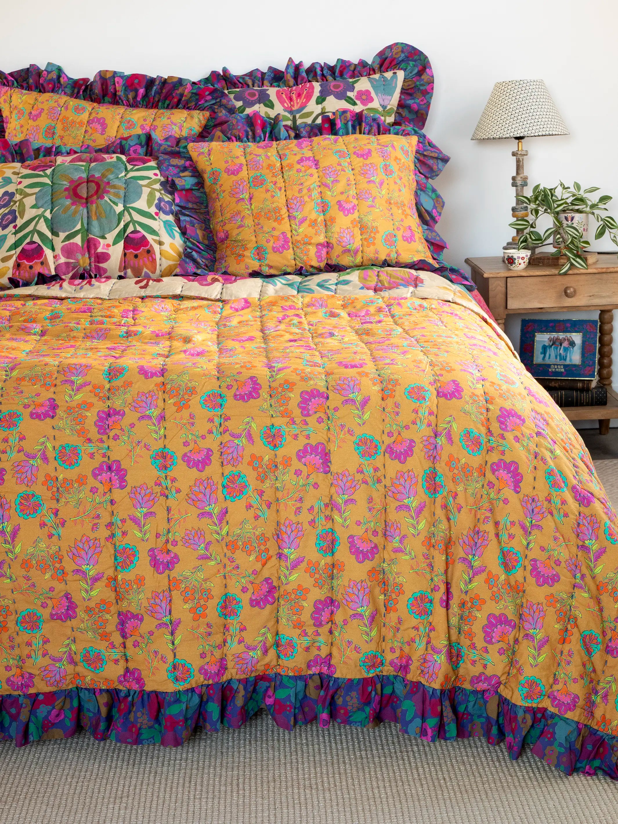 Bungalow Reversible Cotton Quilt - Boho Floral - Image 2