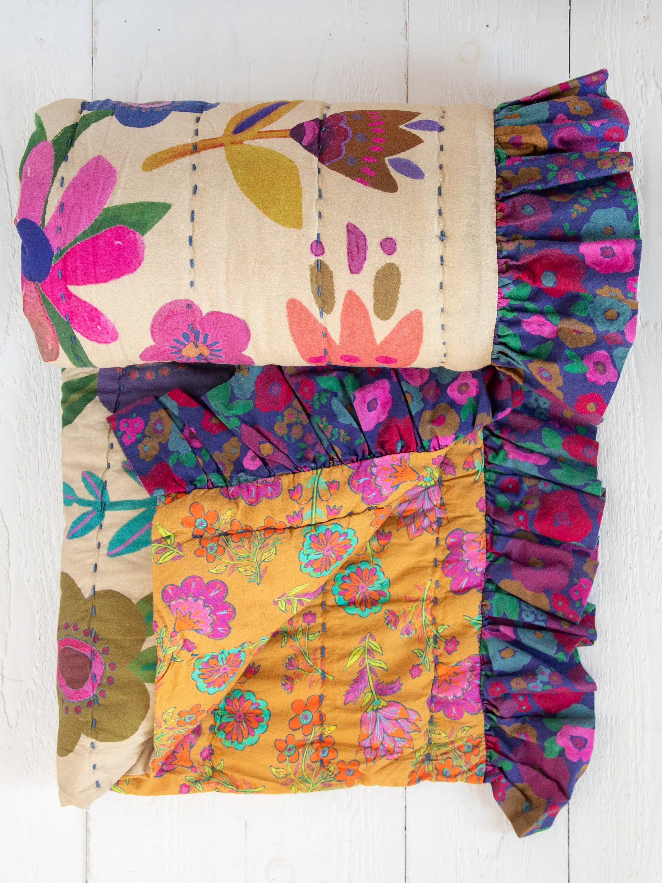 Bungalow Reversible Cotton Quilt - Boho Floral - Image 3