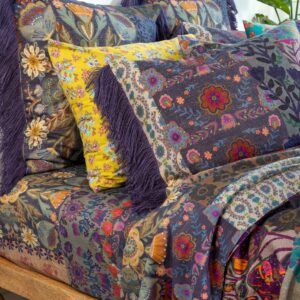 Alternative view of Boho Fringe Euro Sham - Blue Patchwork