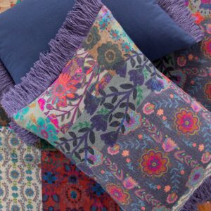 Boho Fringe Shams, Set of 2 - Blue Patchwork