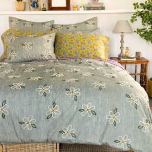 Catalina Cotton Duvet Cover - Daisy Stripe