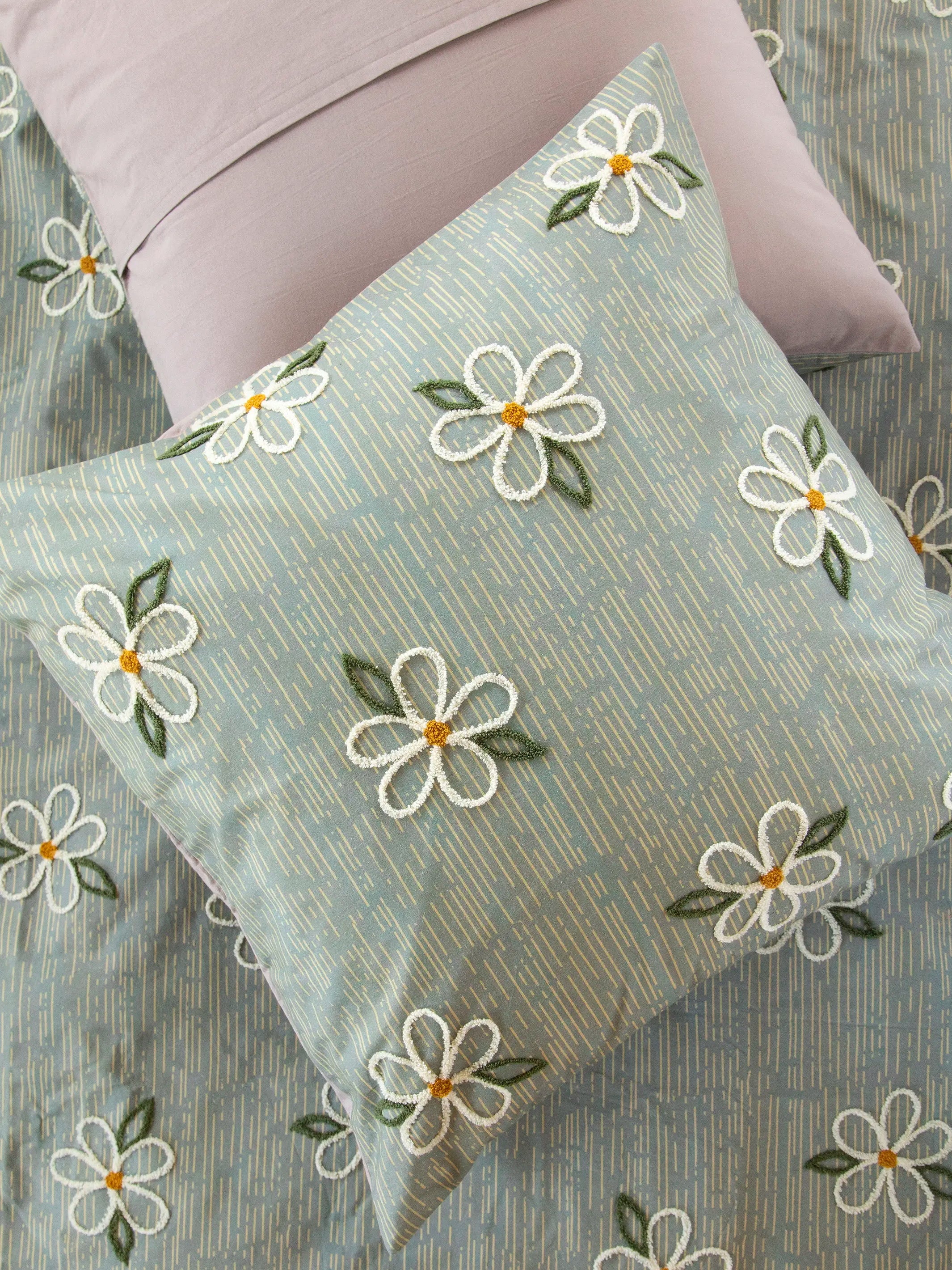 Catalina Cotton Euro Sham - Daisy Stripe
