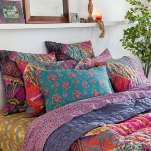 Alternative view of Mix & Match Cotton Pillowcase, Single - Teal Bouquet Blooms