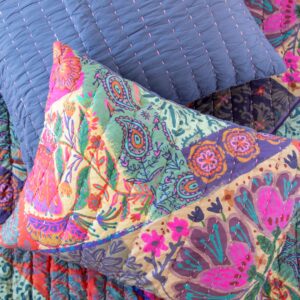 Bungalow Reversible Cotton Shams, Set of 2 - Boho Blooms Patchwork
