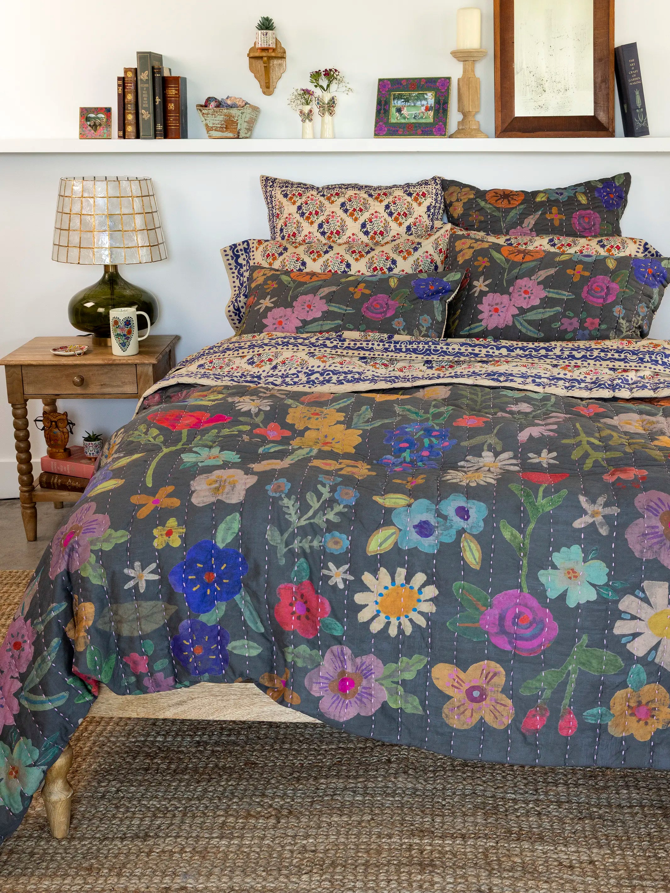 Bungalow Reversible Cotton Shams, Set of 2 - Boho Wildflower - Image 3