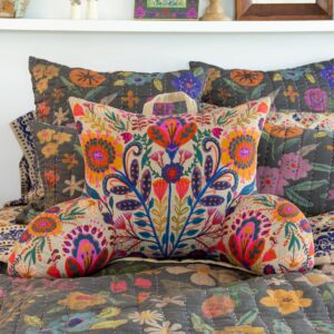 Boho Backrest Pillow - Cream Folk Flower