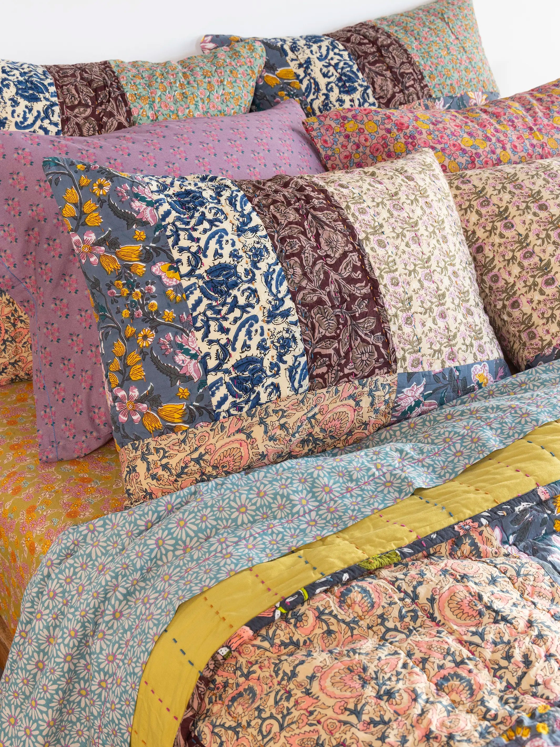 Patchwork Euro Sham - Block Print - Image 2