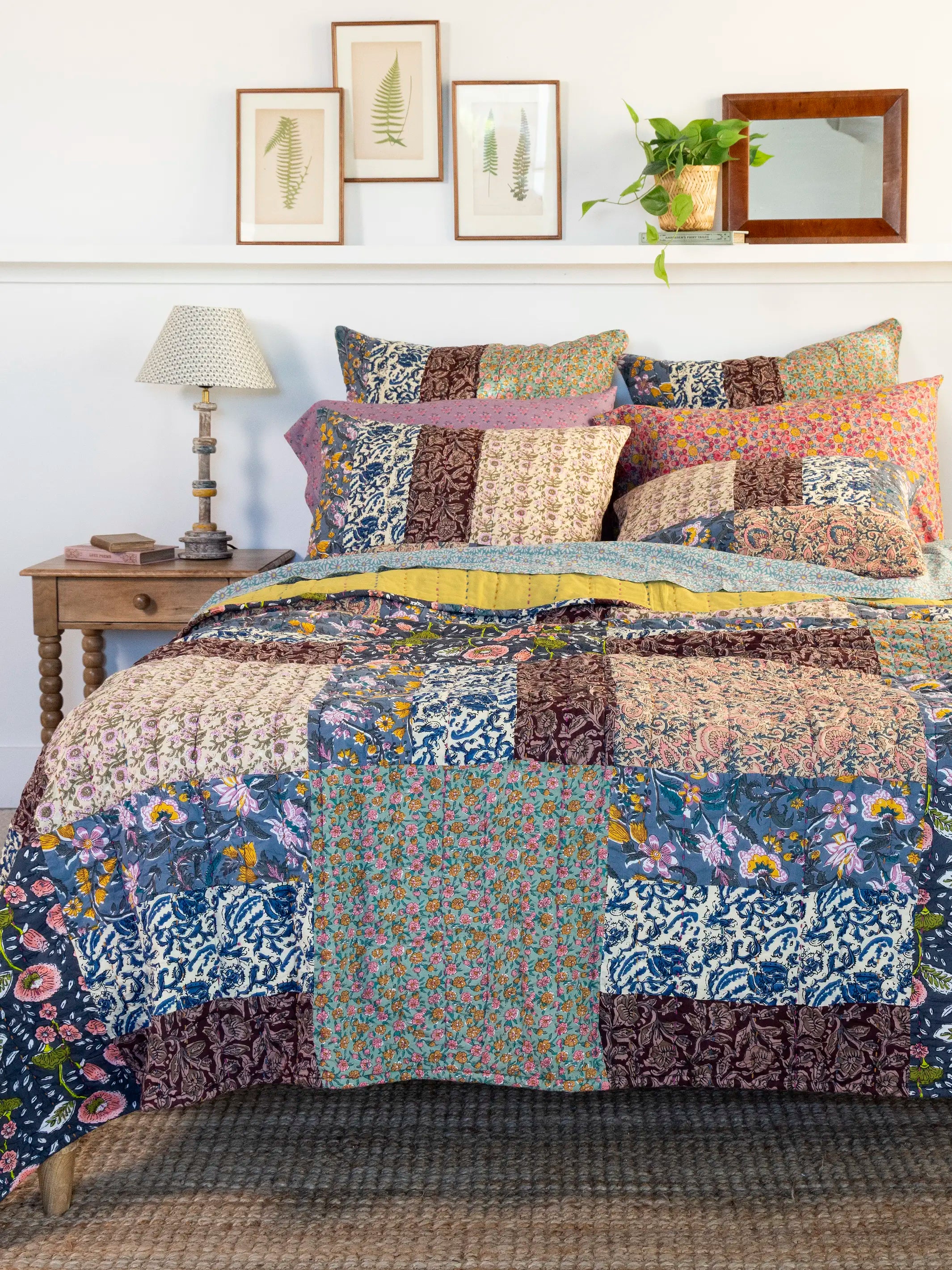 Patchwork Shams, Set of 2 - Block Print - Image 3