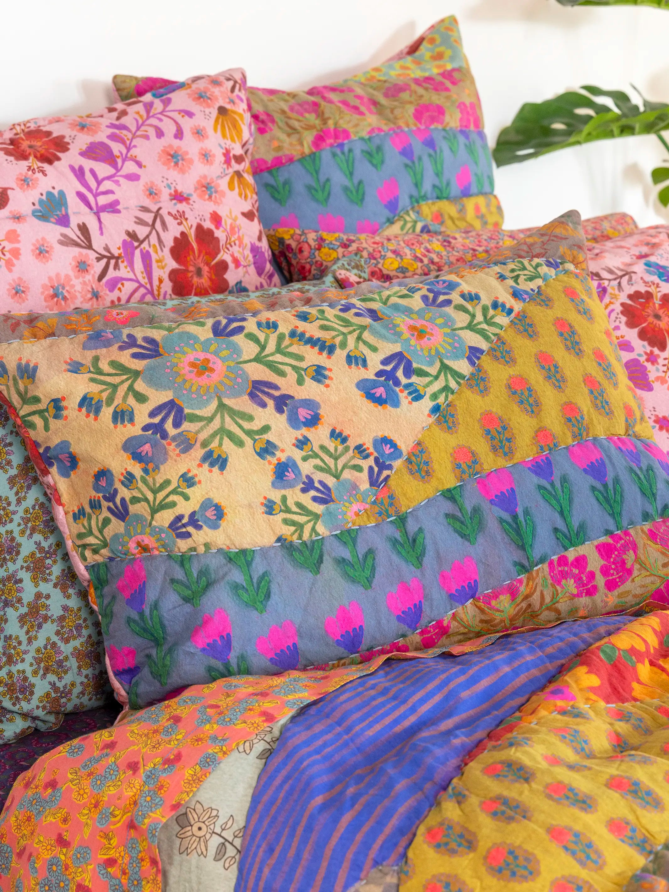 Bungalow Reversible Cotton Euro Sham - Garden Waves - Image 2