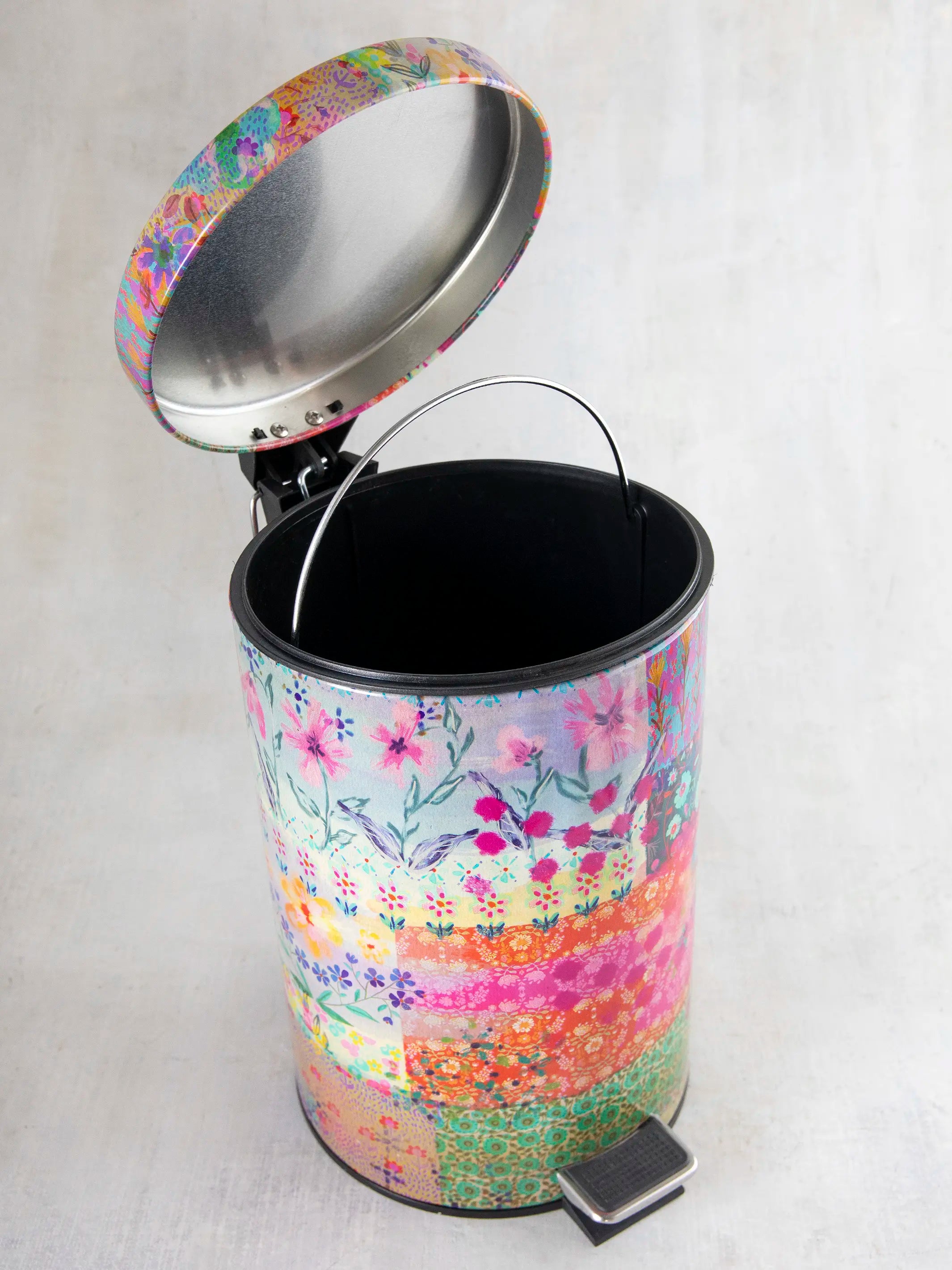 Bathroom Trash Can - Pink Watercolor Patchwork - Image 2