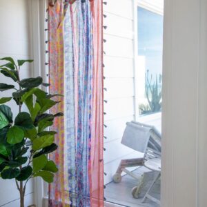 Alternative view of Printed Curtain Panel - Coral Pink Teal