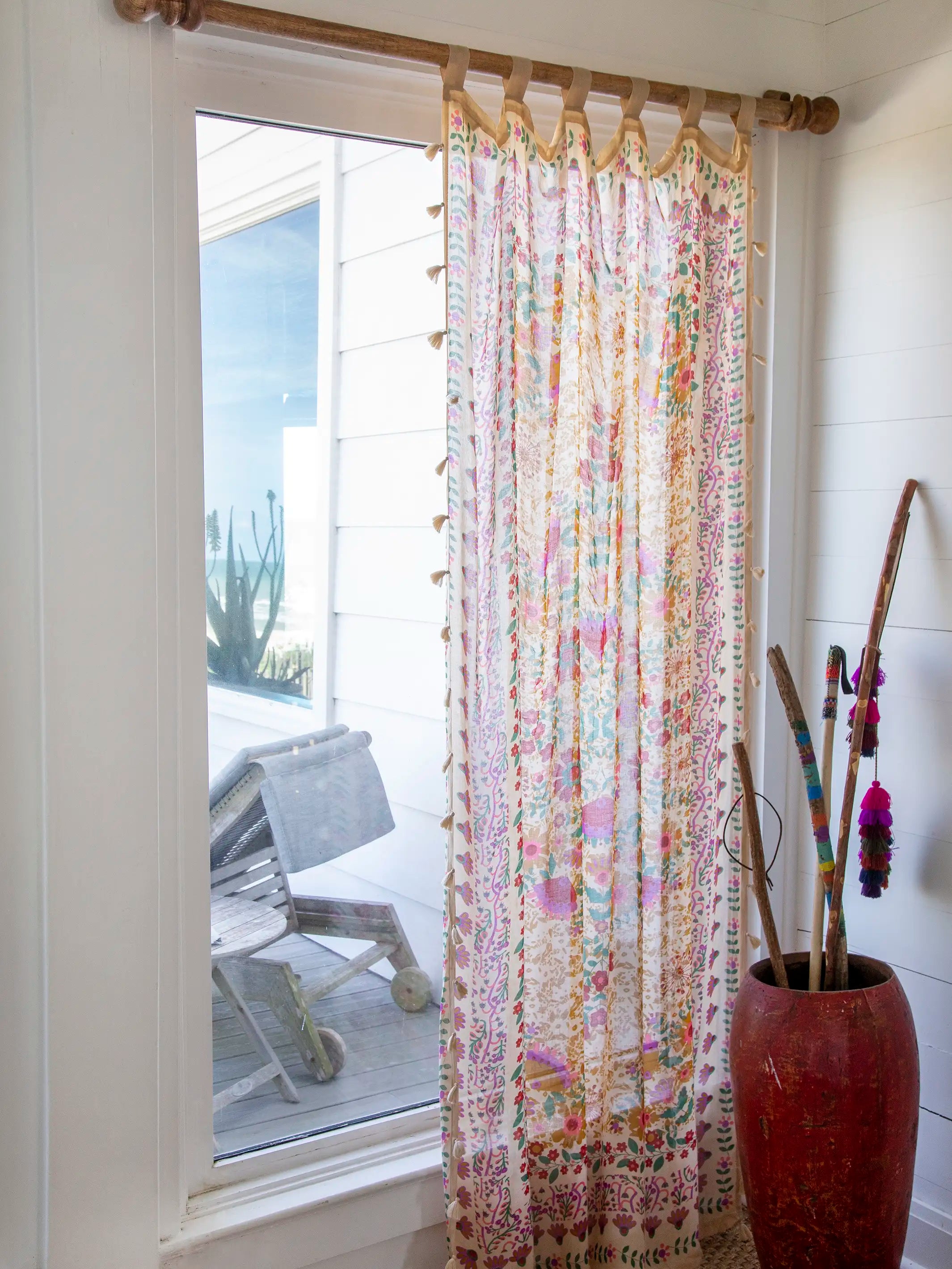 Printed Curtain Panel - Coral Jade Motif - Image 2
