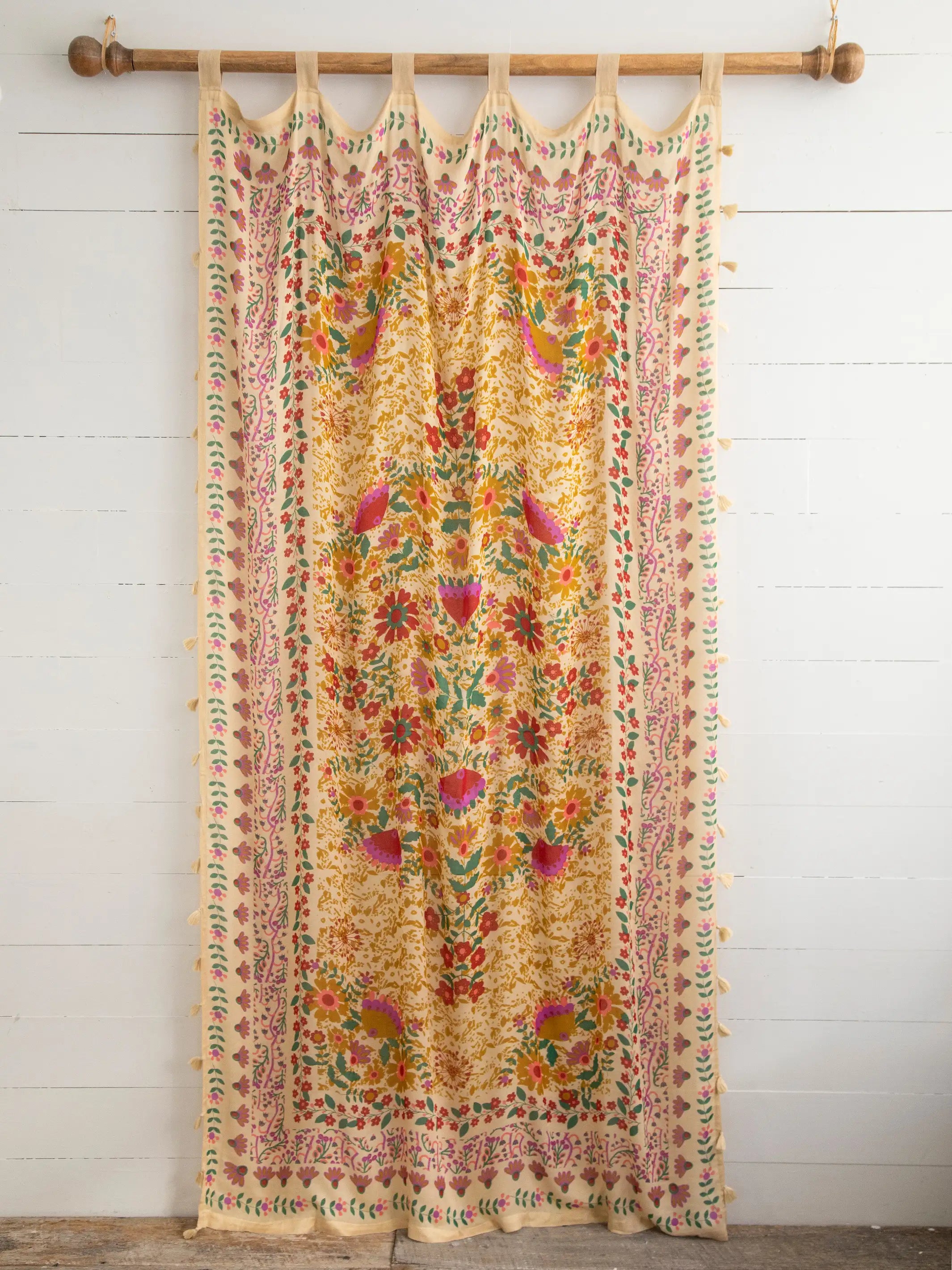 Printed Curtain Panel - Coral Jade Motif