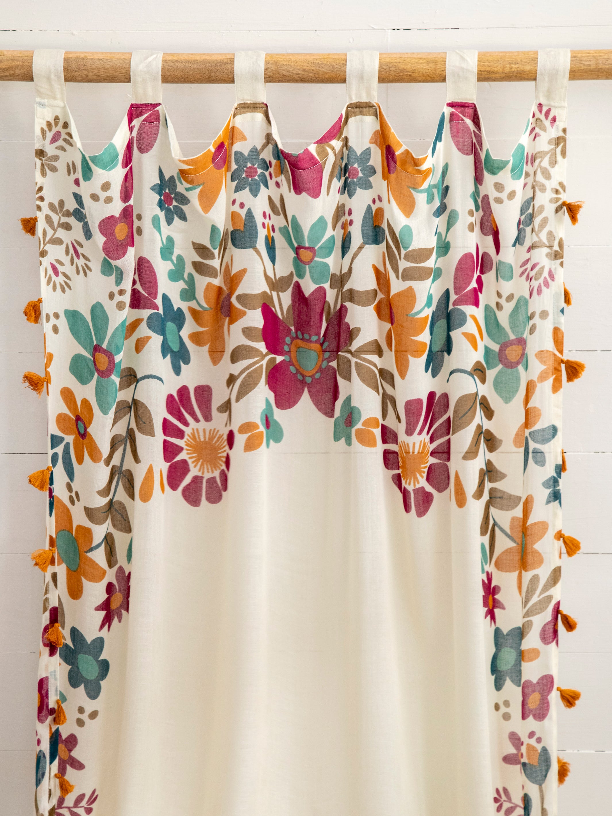 Printed Curtain Panel - Cream Floral - Image 3