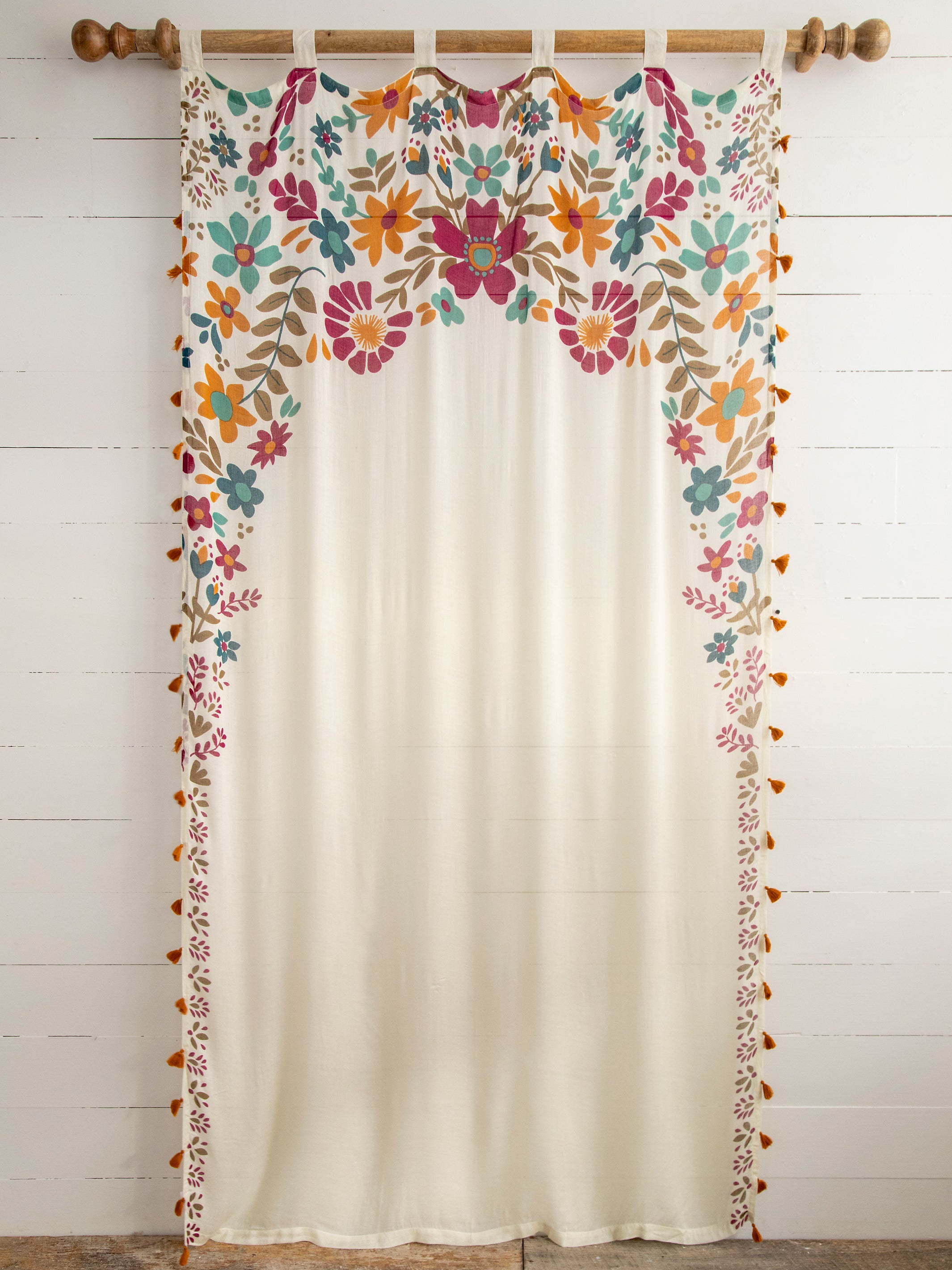 Printed Curtain Panel - Cream Floral