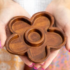 Alternative view of Carved Wood Trinket Dish - Flower
