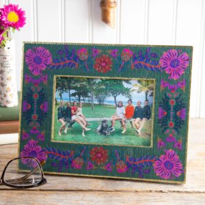 Wooden Photo Frame - Olive Folk Flower
