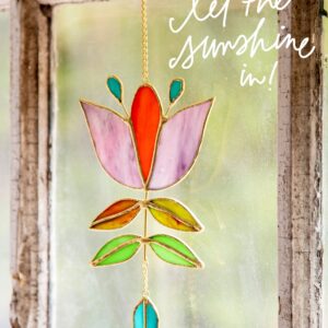 Stained Glass Window Hanging - Folk Flower