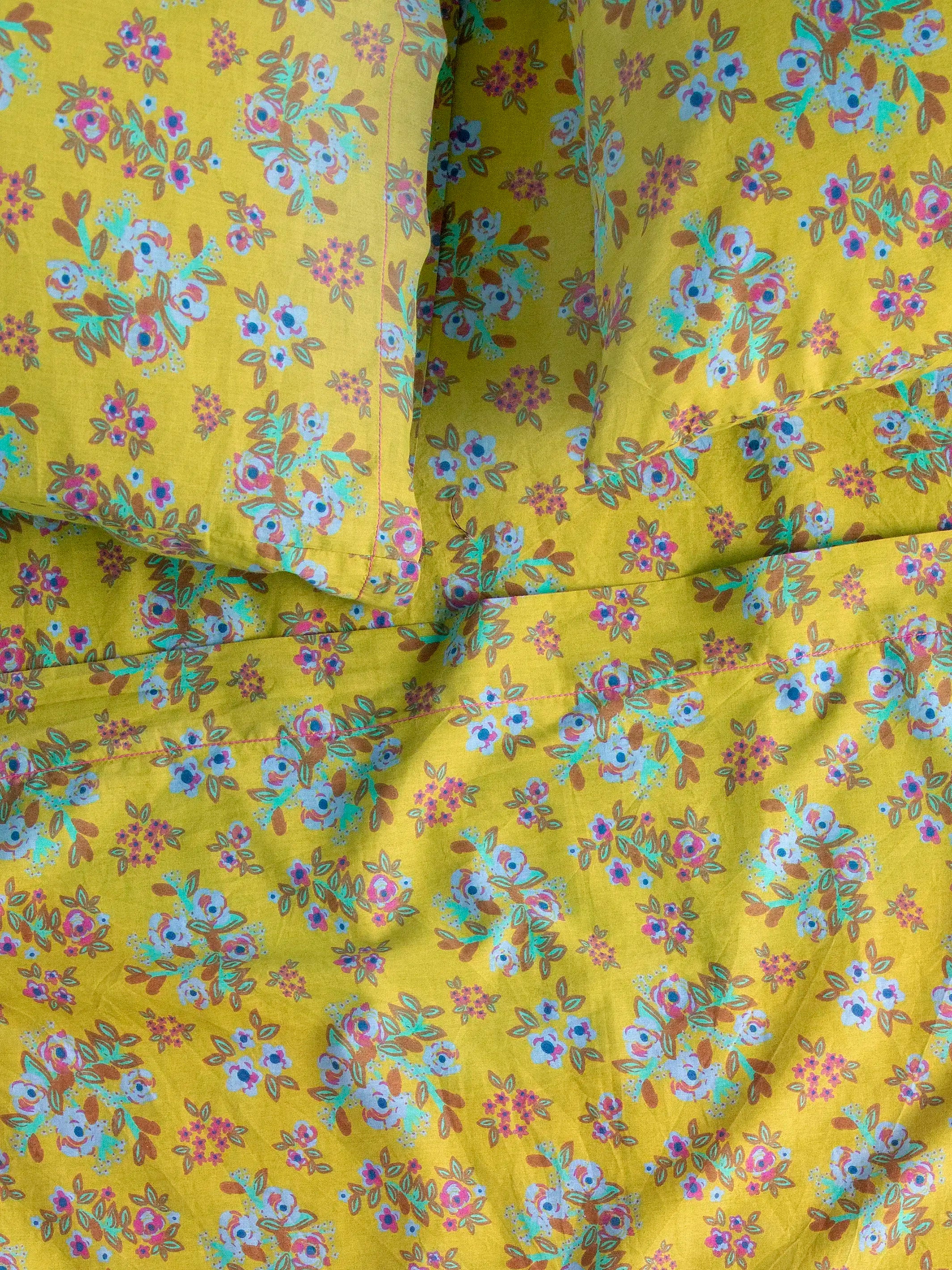 Mix & Match Cotton Pillowcase, Single - Chartreuse Bouquet Blooms - Image 6