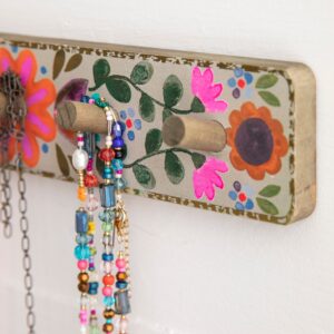 Alternative view of Floral Wall Hook Rack - Pink Flower